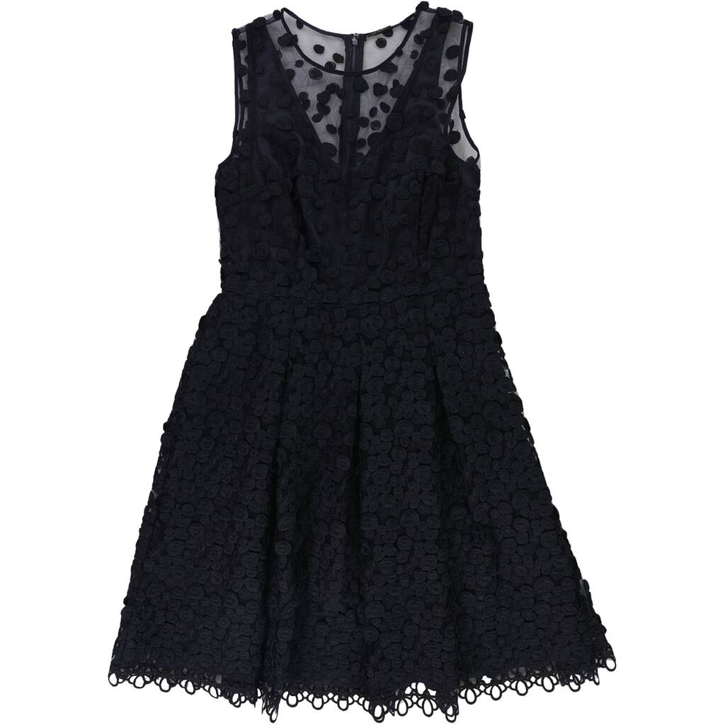 Elie Tahari Womens Jessy Embroidered A-line Dress,, Blue, 4