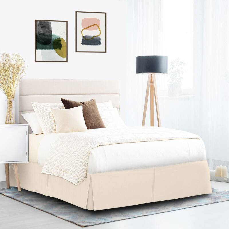 Nestl Pleated 14 inch Tailored Drop Bed Skirt - Soft Double Brushed Premium Microfiber Ruffle Bed Skirt - Full XL - Beige Cream