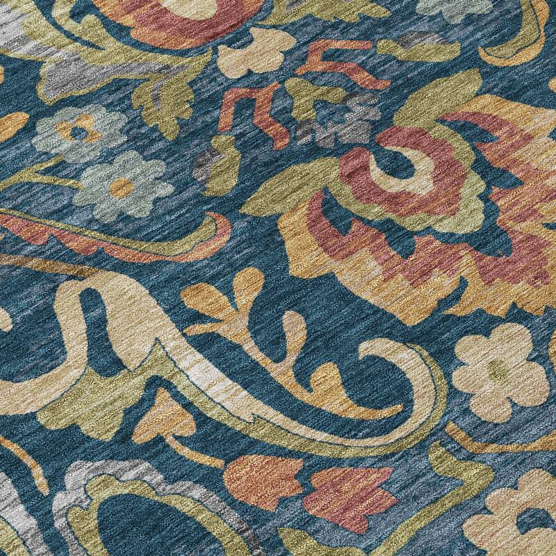 Machine Washable Indoor/Outdoor Floral Watercolor Chantille Rug