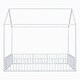preview thumbnail 10 of 26, Full Size Metal House Bed with Fence, Roof and Door for Kids, Boys and Girls, Bedroom
