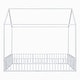 preview thumbnail 10 of 12, White Full Size Metal House Bed with Fence, Roof and Door for Kids, Boys and Girls, Bedroom