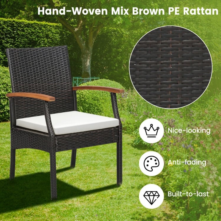 Patio Wicker Chair Set of 2/4 with Soft Zippered Cushion - 24" x 22.5" x 35"
