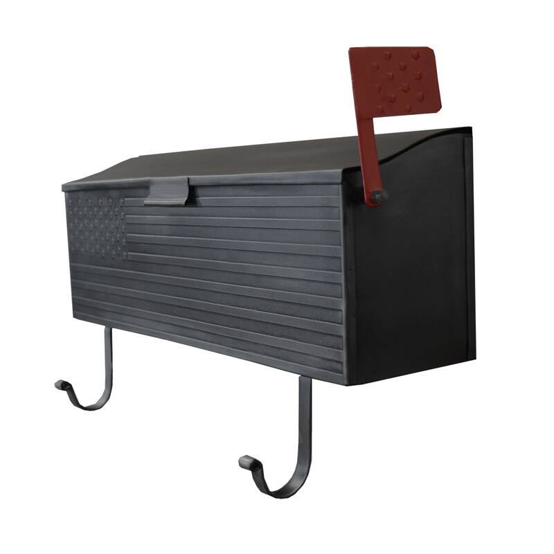 Patriotic Metal Wall Mounted Mailbox with Outgoing Mail Flag and Newspaper Hangers