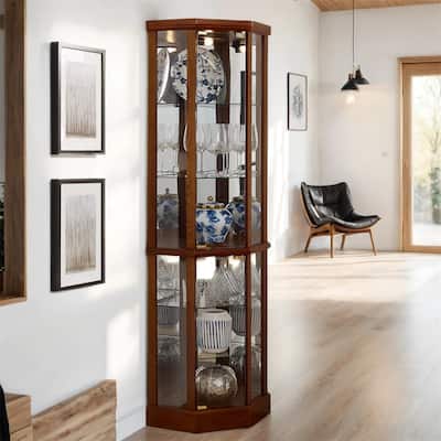 6 Shelf Lighted Display Cabinet with Adjustable Shelves (No E26 Bulb)