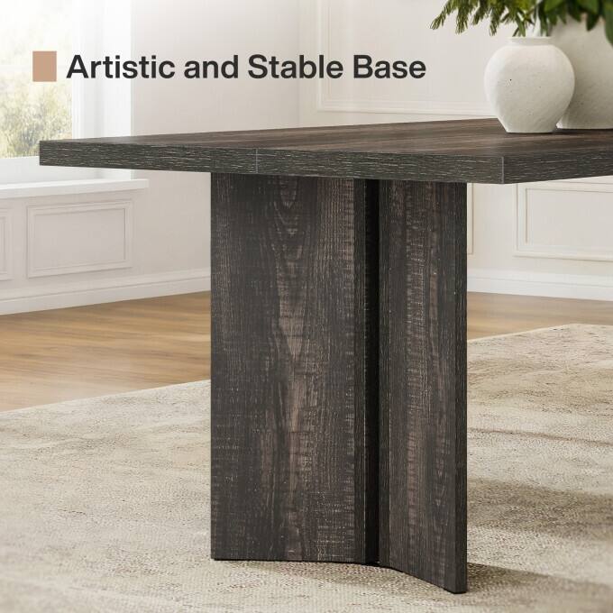 63-inch Rectangle Wooden Dining Table with Large Tabletop and Heavy Duty Legs for 4 to 6 People