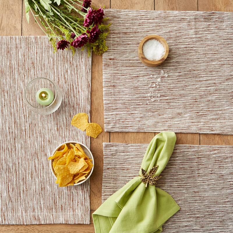 Light Grey And Off-White Tonal Recycled Cotton Slubby Rib Placemat (Set of 6) 13x19