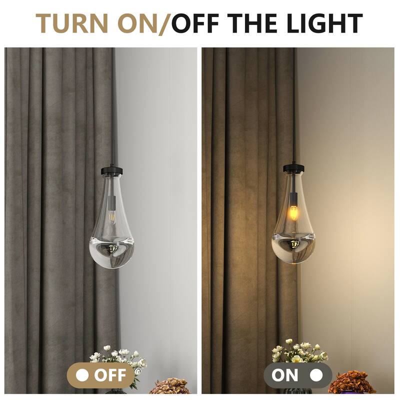 Modern Art Deco Style Pendant Light, Raindrop Pendant Lights with Full Brass Base, for Kitchen Island Living Room and Hallway