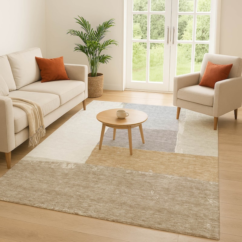 Machine Washable Indoor/ Outdoor Abstract Kraig Chantille Rug