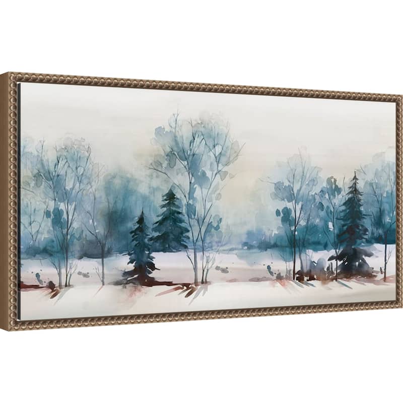Dusty Blue I by Isabelle Z (27 x 14 in.), Framed Canvas Wall Art Print - Sylvie Beaded Dark Gold