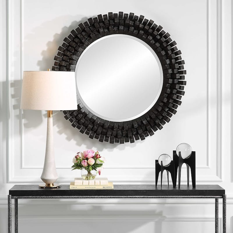 Circle of Piers Round Wall Mirror - 42" - Black