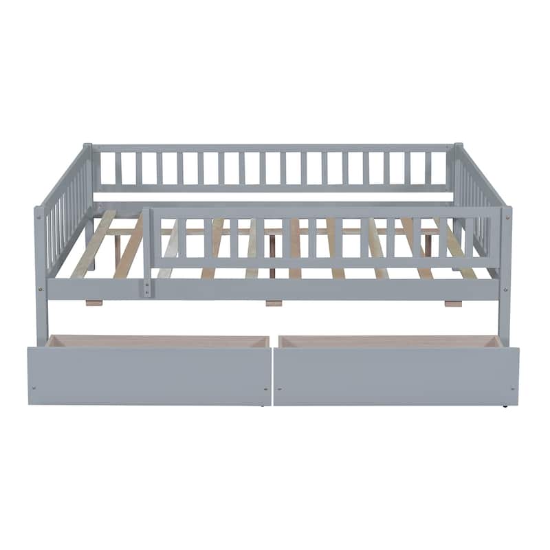 Full Size Daybed Wood Bed with Two Drawers