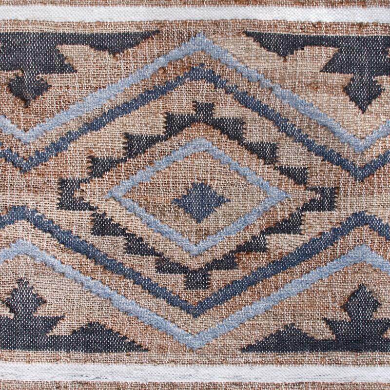 Sevita HandWoven Southwestern JuteBlend Area Rug, Tan and Light Blue