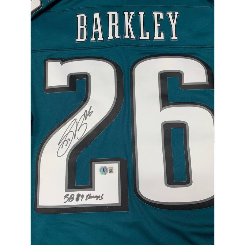 Saquon Barkley Autographed Philadelphia Eagles Super Bowl 59 Champs Signed Nike Limited Football Jersey Beckett COA A - 8' x 11'