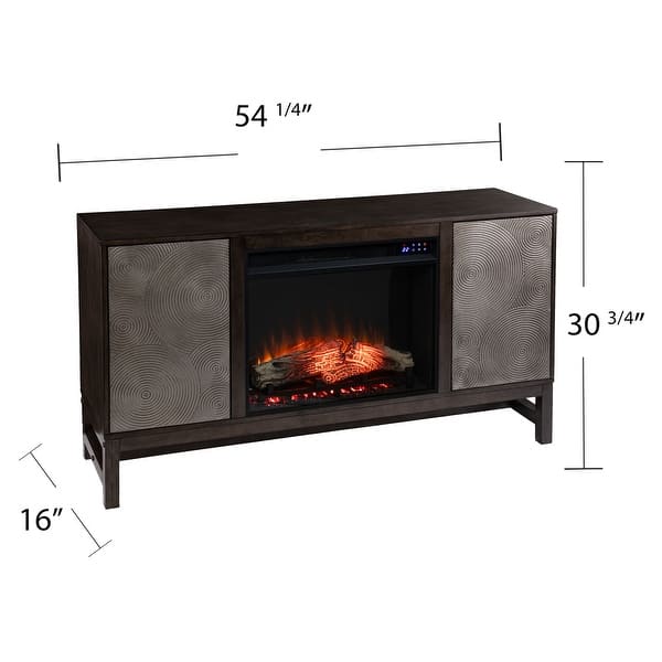 dimension image slide 0 of 2, Silver Orchid Lanigan Contemporary Brown Wood Electric Fireplace