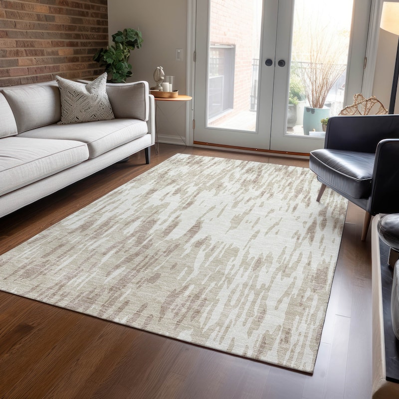 Machine Washable Indoor/ Outdoor Abstract Chantille Rug