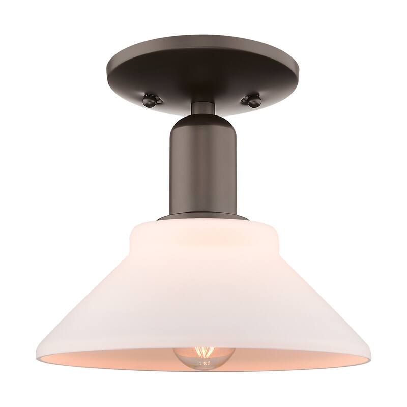 Innovations Lighting Endless Possibilities Arcadia - Orwell - 1 Light 8" Semi-Flush Mount - Oil Rubbed Bronze/Matte White