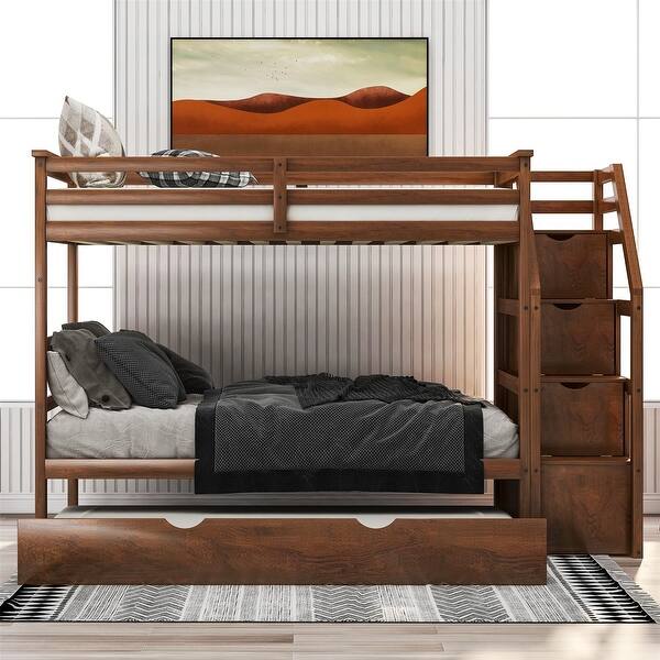 Shop Merax Twin Over Twin Trundle Bunk Bed With 3 Storage Drawers On Sale Overstock 31247057