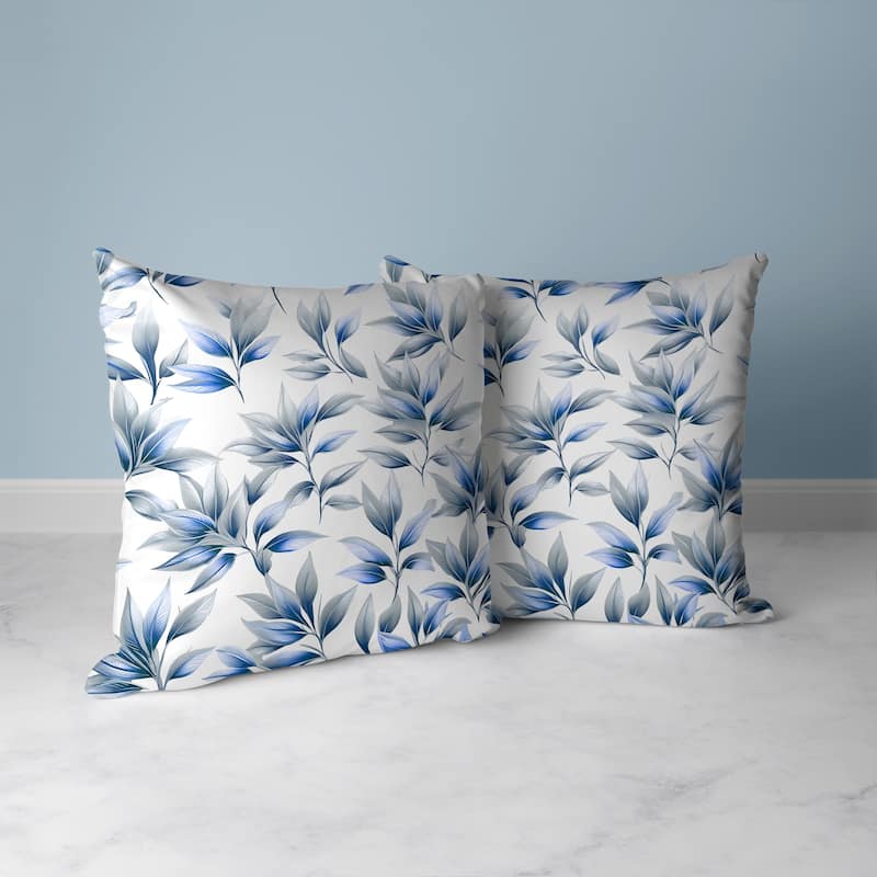 Enchanted Leaflet Faux Suede Reversible Throw Pillow Silver and Blue