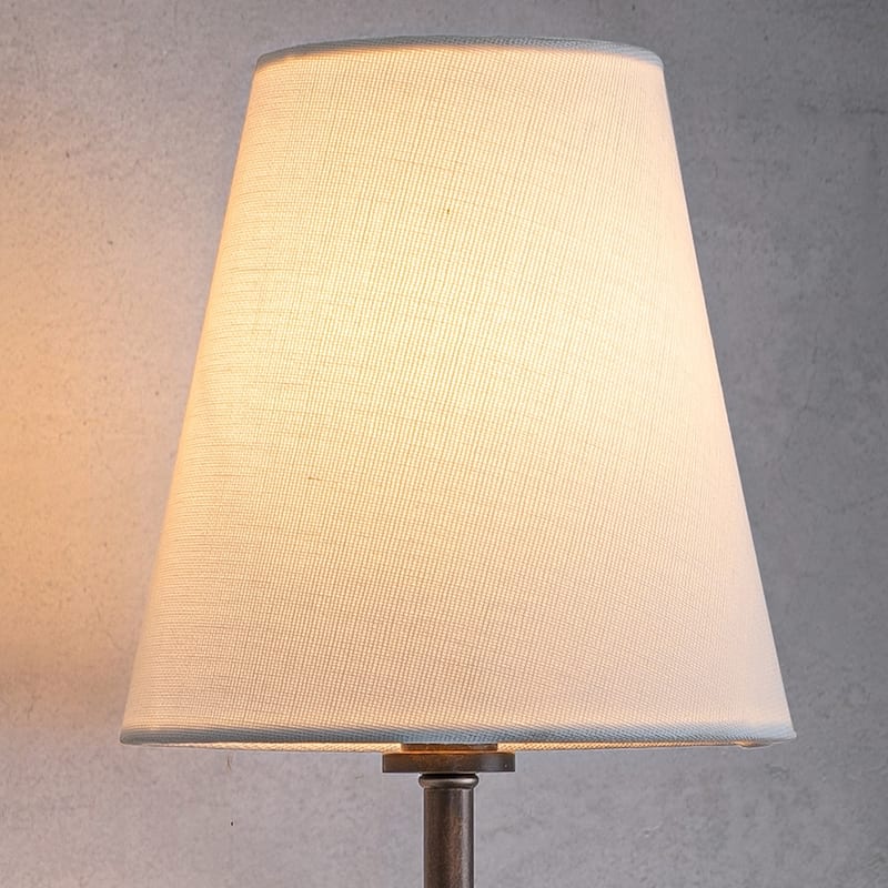 CraftHome Transitional Wall Sconce in Bronze with White Linen Shade Modern Fabric Wall Light Fixture for Bedside Hallway - W6''