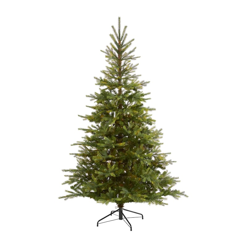 7ft. Spruce Artificial Christmas Tree with 931 Branches - Classic Full-Bodied Seasonal Holiday X-Mas Display