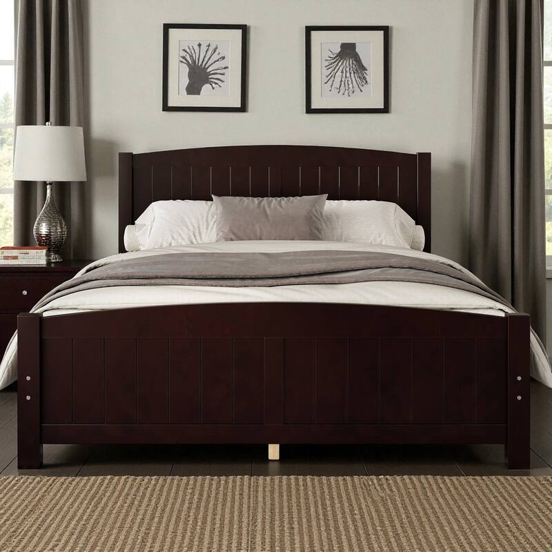Solid Wood Platform Bed Frame with Support Slats, Strong Structure, No Box Spring Needed Modern Bedroom Furniture