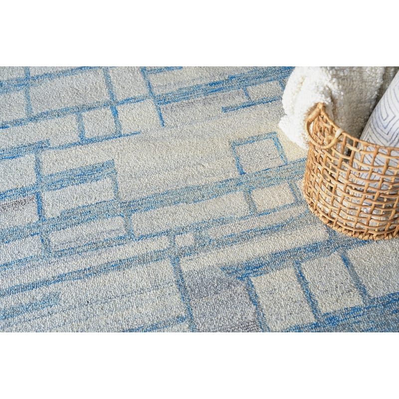 Exquisite Rugs Naturals Handmade Hand-tufted New Zealand Wool on Canvas Blue/Ivory Area Rug