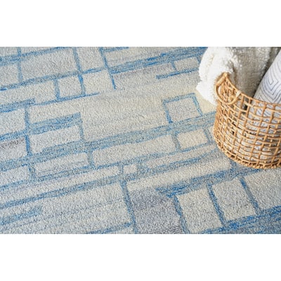 Exquisite Rugs Naturals Handmade Hand-tufted New Zealand Wool on Canvas Blue/Ivory Area Rug