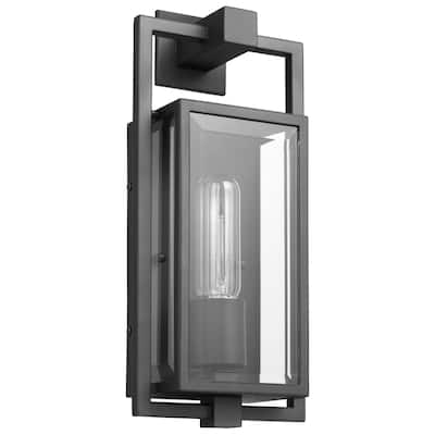 Exhibit 1 Light Small Wall Lantern Matte Black Finish with Clear Beveled Glass