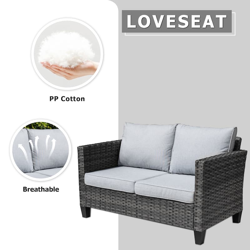 XIZZI Outdoor Rattan Wicker Loveseat with Cushions