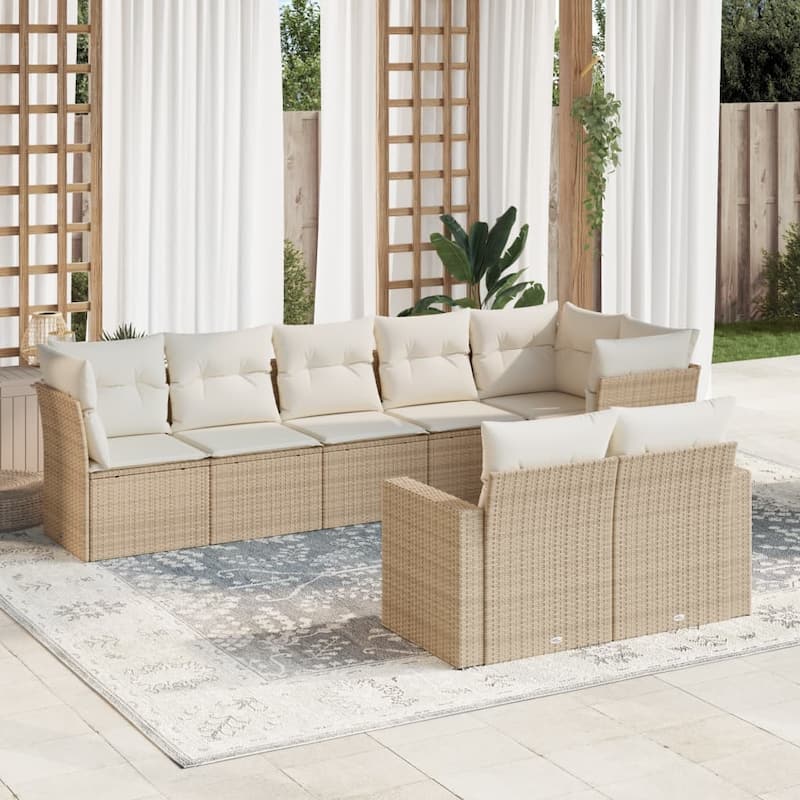 vidaXL Patio Sofa Set Beige, Cream White - 24.4 x 25.8 x 27.2