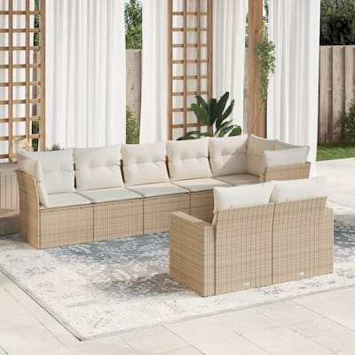vidaXL Patio Sofa Set Beige, Cream White - 24.4 x 25.8 x 27.2