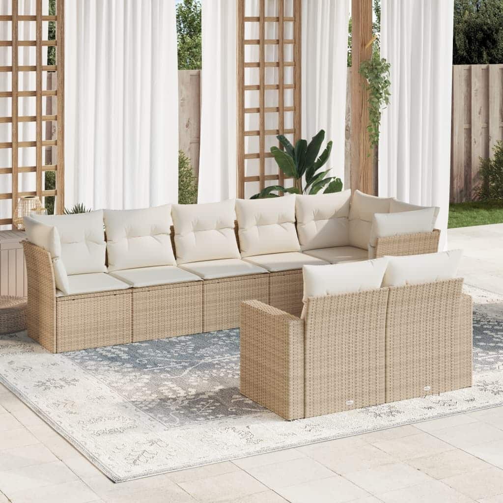 vidaXL Patio Sofa Set Beige, Cream White - 24.4 x 25.8 x 27.2