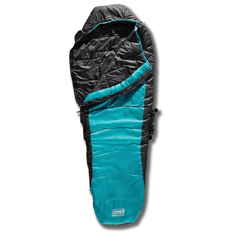Coleman OneSource All Season Rechargeable Adjustable Heated Sleeping Bag, Teal - 3.85