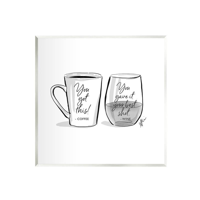 Stupell Funny Coffee & Wine Phrase Wall Plaque Art, Design by Alison Petrie - 12 x 12