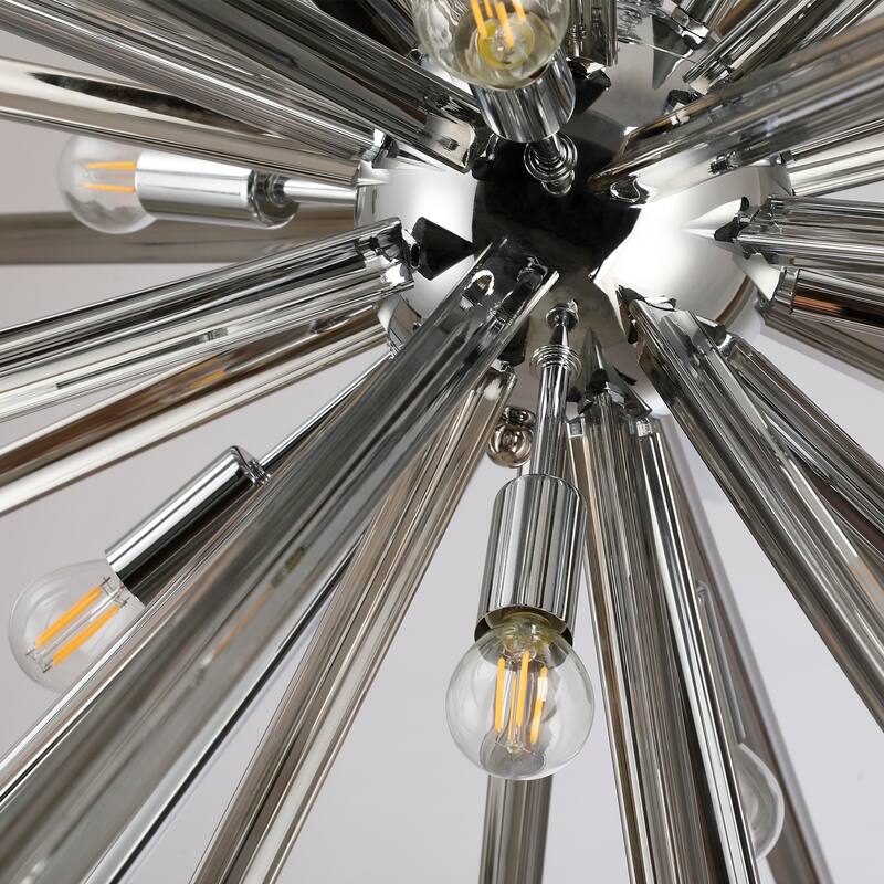 47" Large Dimmable Sphere Chandelier - 9-Light Sputnik Statement Piece - Smoke Black