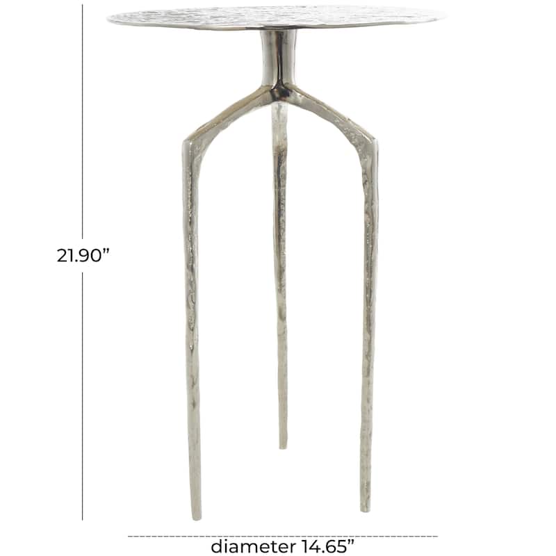 Aluminum Metal Geometric Slim Textured Accent Table - Silver, Gold or Gray - Roche River Decor