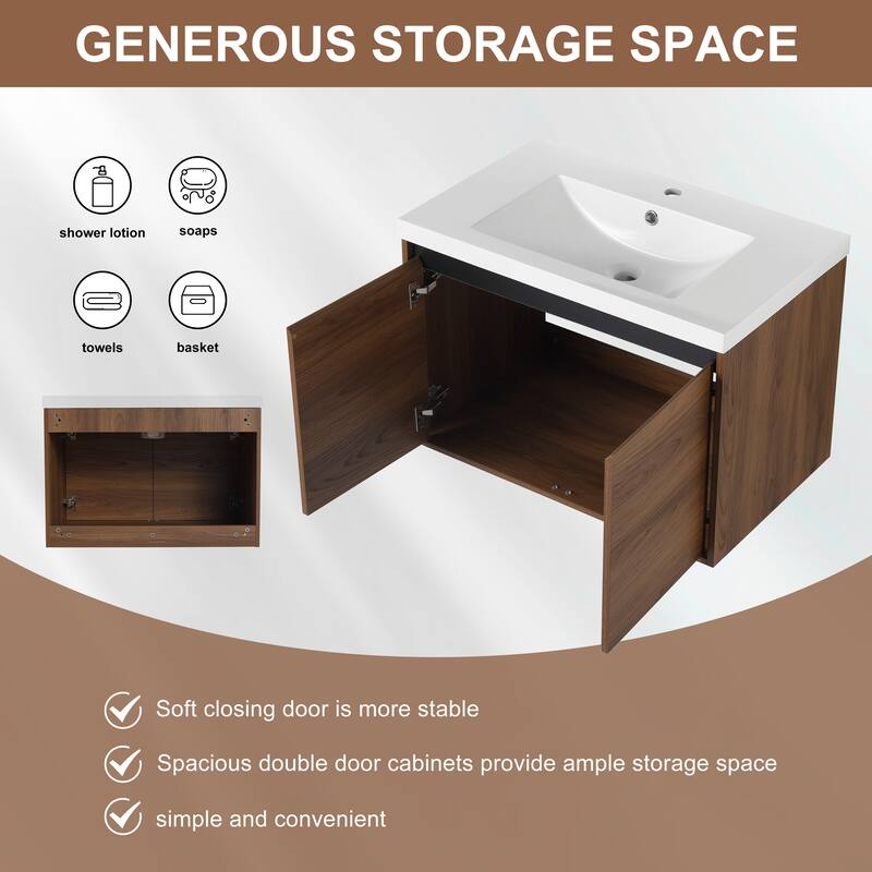 BNK 16"/20"/24"/30"/36" Single Sink Bathroom Vanity with Soft Close Door and Shelf