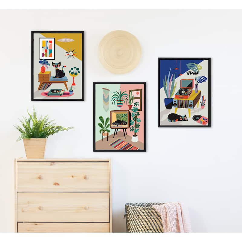 Kate and Laurel Sylvie Chill Out Framed Canvas Art Set by Rachel Lee