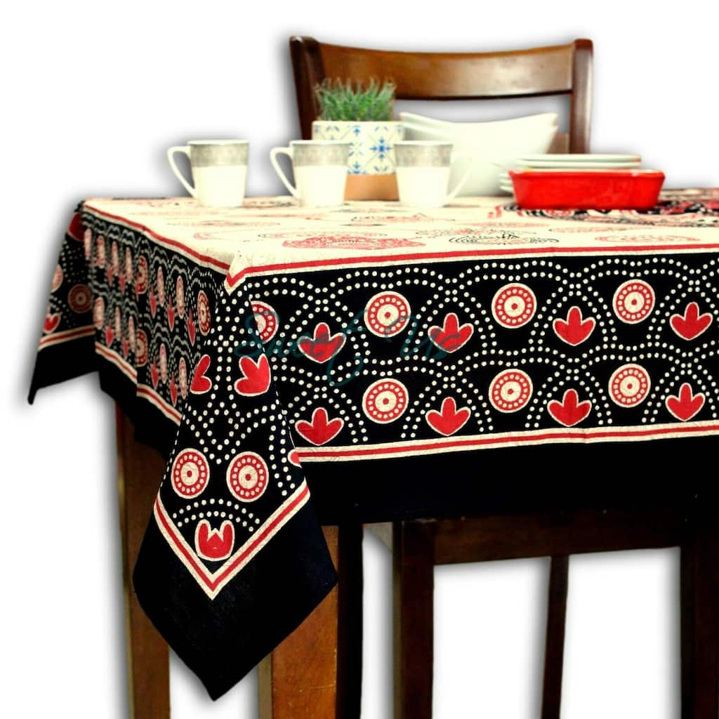 Cotton Geometric Polka Dots Tablecloth Rectangle - 54 x 84 in