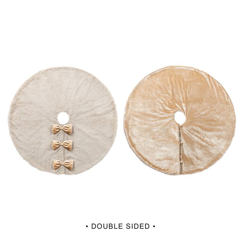 Glitzhome Set of 2 or 3 Faux Fur 48"D/60"D Tree Skirt & Christmas Stocking Decorations