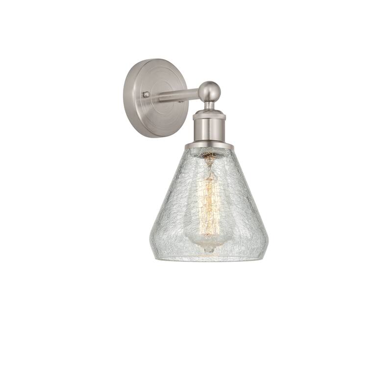 Innovations Lighting 616-1W-13-6 Conesus Sconce Conesus 13" Tall Wall - Brushed Satin Nickel / Clear Crackle