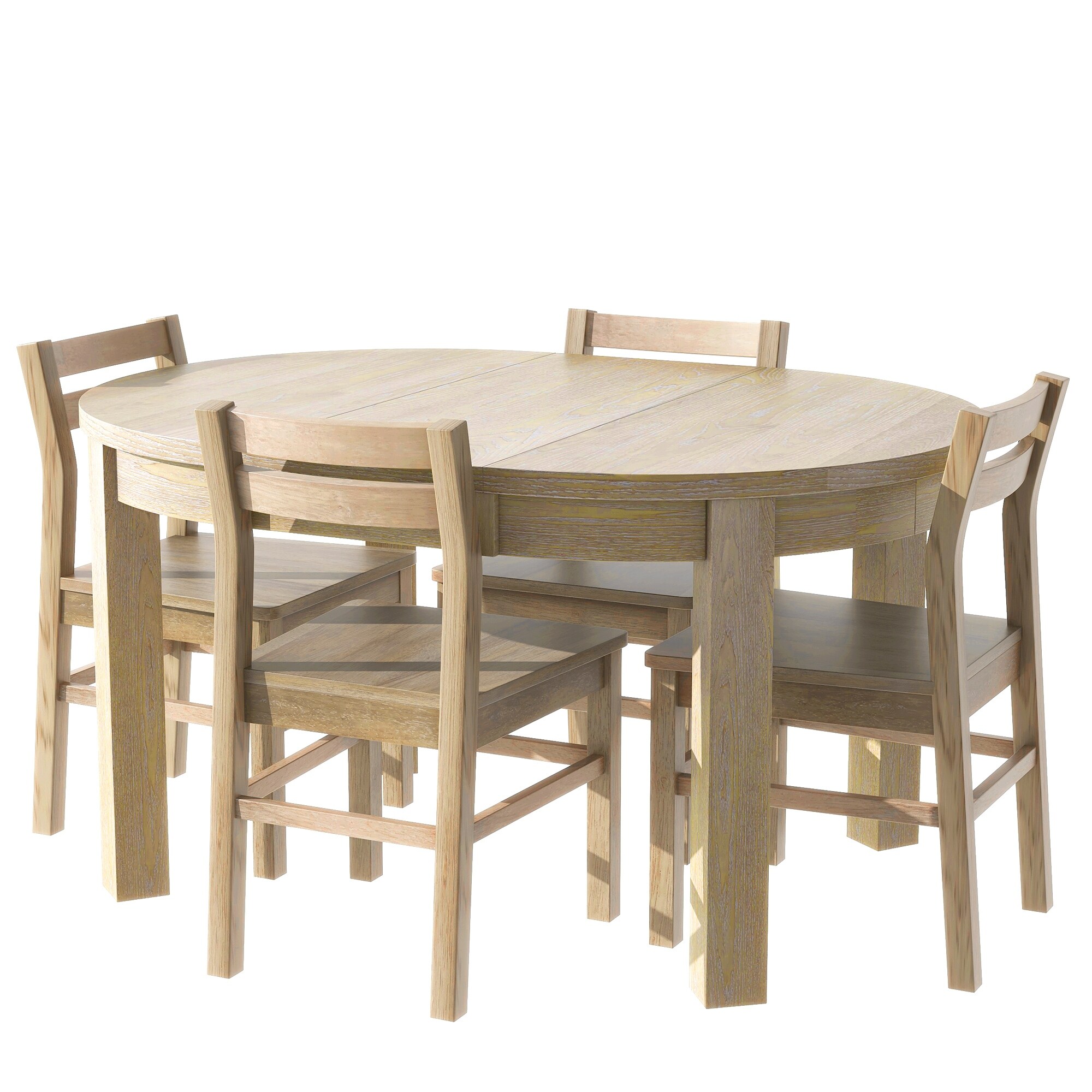 Farmhouse 5-Piece Extendable Round Dining Table Set with Storage Drawers and 4 Dining Chairs,16" Removable Leaf