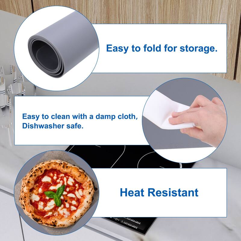 Large Silicone Mat Heat Resistant 28" x 20", Kitchen Counter Mat Waterproof - Dark Gray