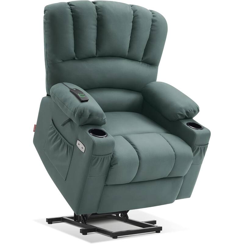 MCombo Power Lift Recliner Chair, Massage and Heat for Elderly, Extended Footrest,Cup Holders, USB Ports 7095 - Forest 