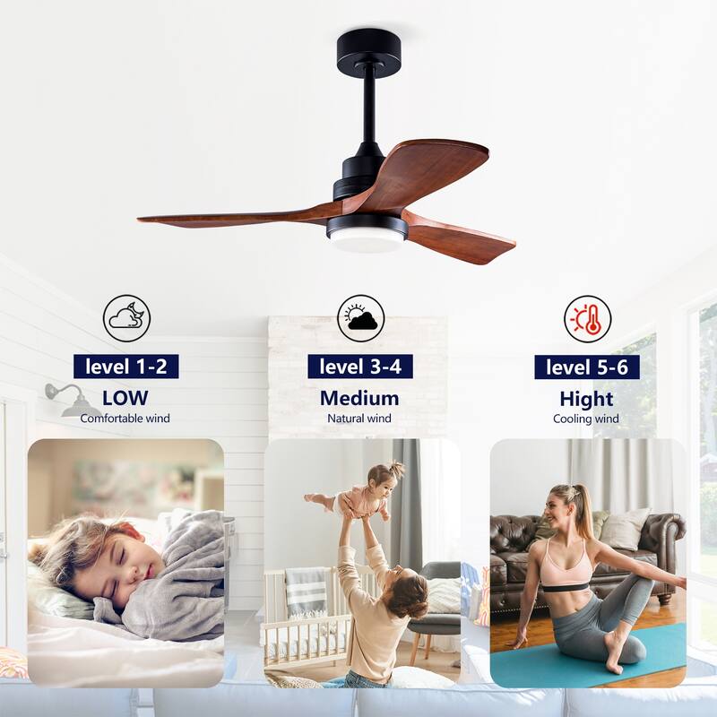 42" Ceiling Fans w/ Lights and Remote, Noiseless Reversible DC Motor