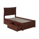 preview thumbnail 4 of 7, Metro Twin XL Platform Bed with Footboard and 2 Drawers in Walnut