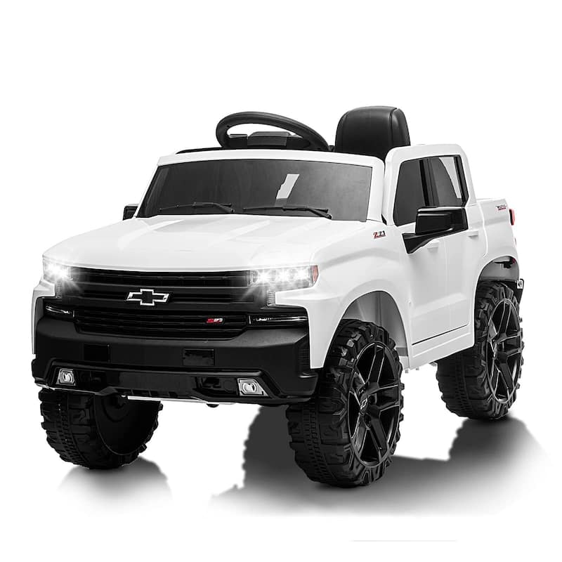 Battery Powered Licensed Chevrolet Silverado GMC Kids Ride On Truck - White