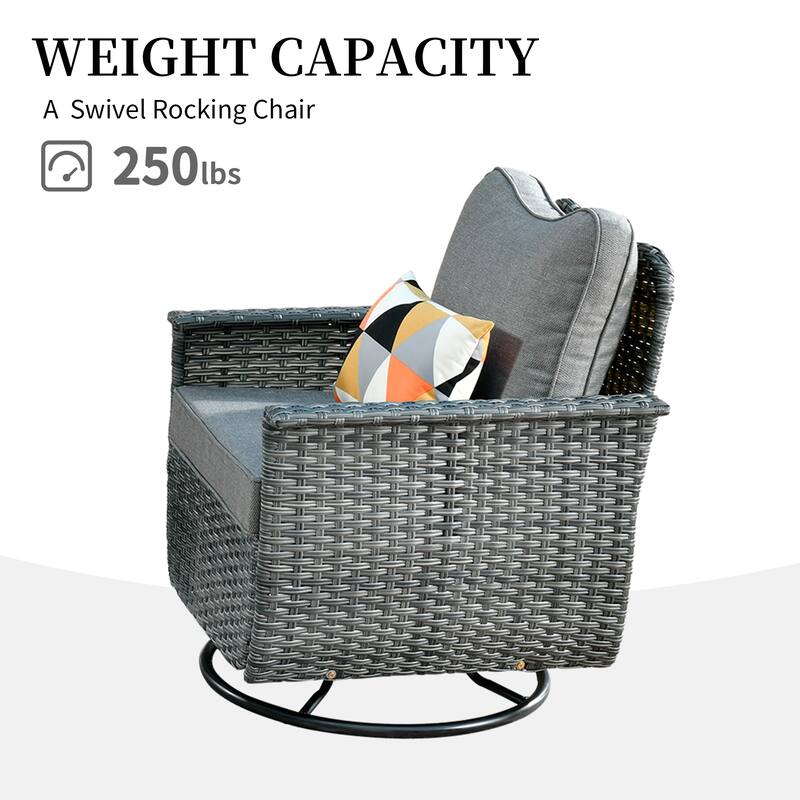 OVIOS 3-piece Pet-Friendly Patio Furniture Swivel Chairs Wicker Set