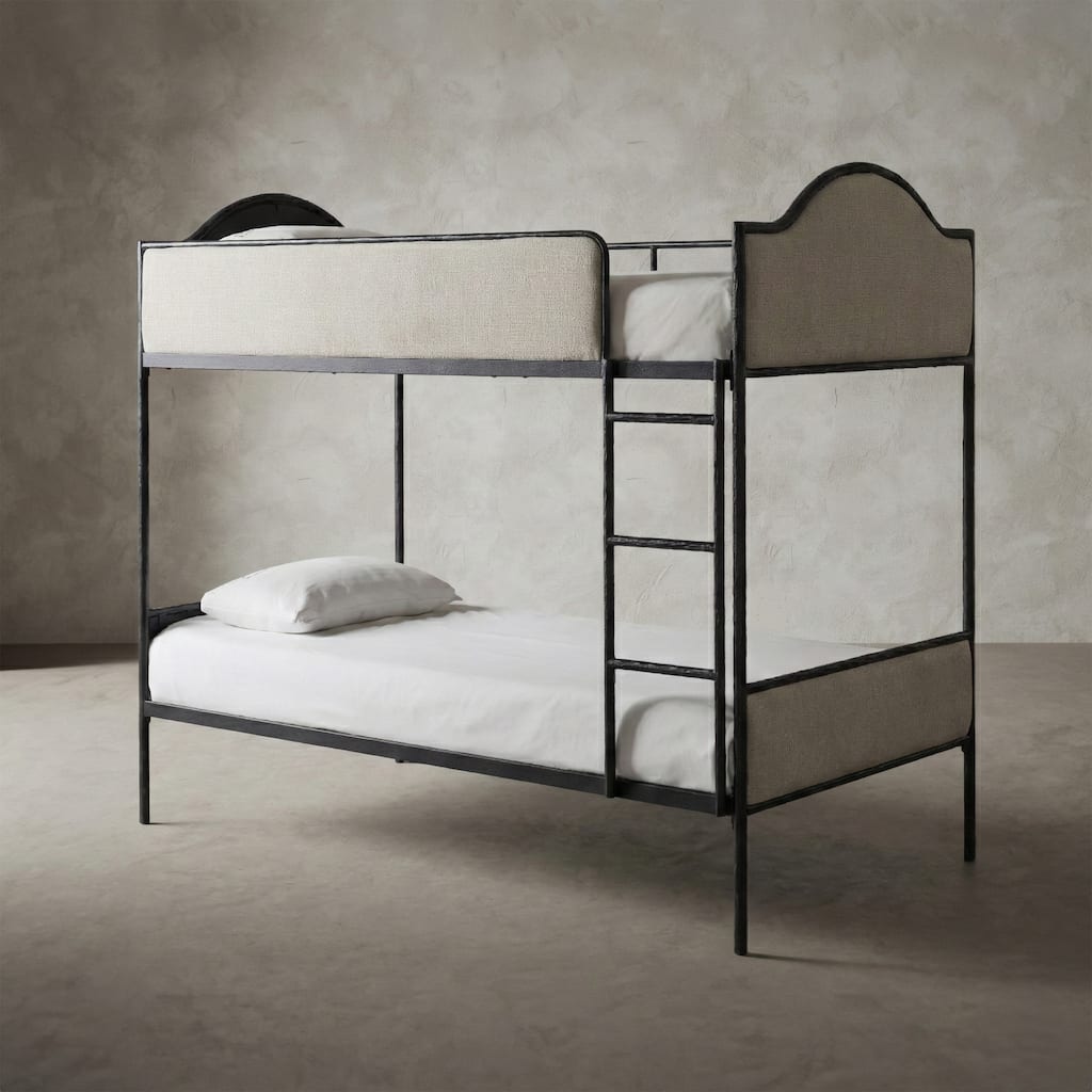 Furniture of America Orven Modern Black Metal Twin over Twin Bunk Bed with Reversible Ladder