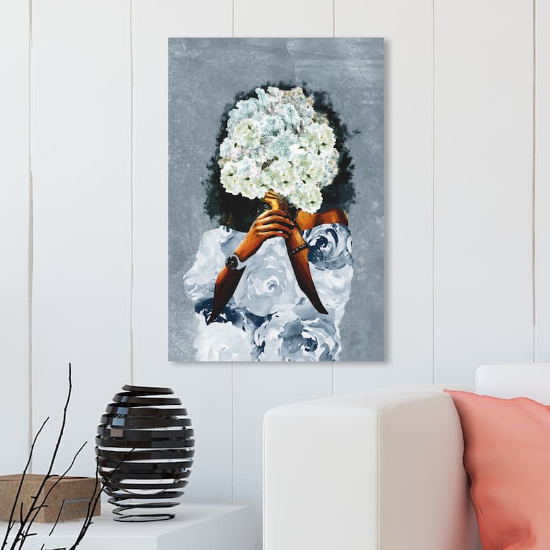 Wynwood Studio 'Garden in France Dusty' Fashion and Glam Wall Art Canvas Print Outfits - Blue, Brown - 20 x 30